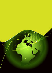 Aufkleber - Abstract vector green background with a globe and glow