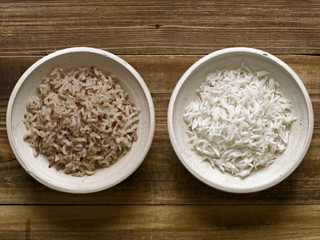 Poster - rustic cooked polished and unpolished rice