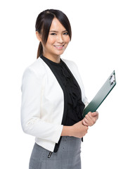 Wall Mural - Business woman with clipboard