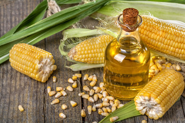 Freshly picked domestic corn with corn oil