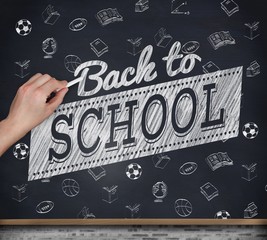 Poster - Composite image of hand writing with chalk
