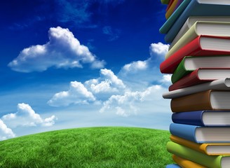 Poster - Composite image of pile of books