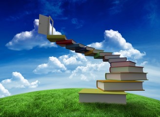 Aufkleber - Composite image of steps made of books