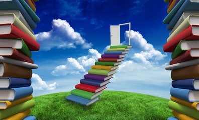 Poster - Composite image of pile of books