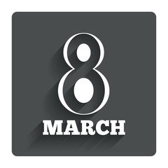 8 March Women's Day sign icon. Holiday symbol.