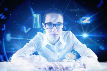 Poster - Composite image of businesswoman typing on a keyboard