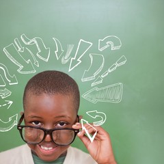 Poster - Composite image of cute pupil tilting glasses