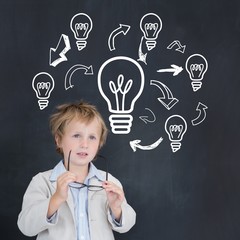 Poster - Composite image of cute pupil holding glasses