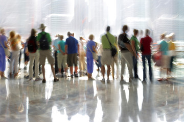 group of people in the lobby business center