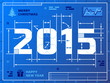 Card of New Year 2015 like blueprint drawing