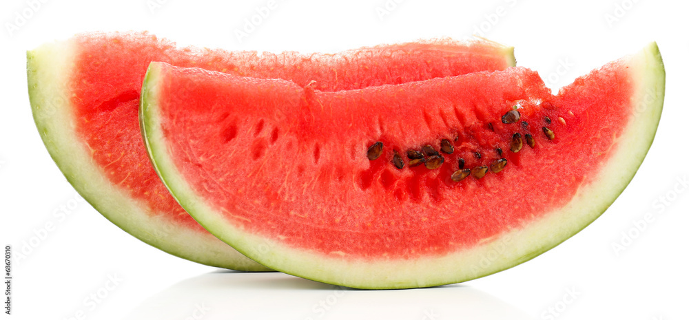 Fresh slice of watermelon, isolated on white