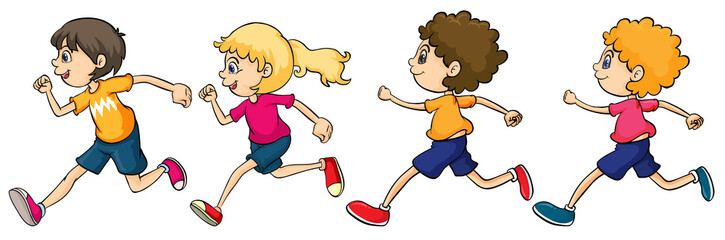 Sticker - Boys and Girl Running