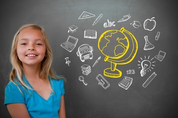 Poster - Composite image of cute pupil with chalkboard