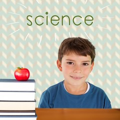 Poster - Science against red apple on pile of books