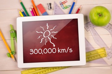 Poster - Composite image of digital tablet on students desk