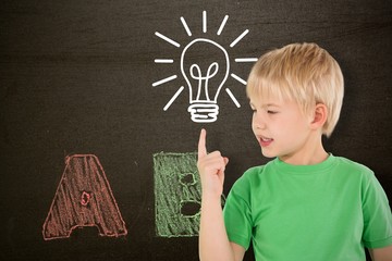 Poster - Composite image of cute boy pointing