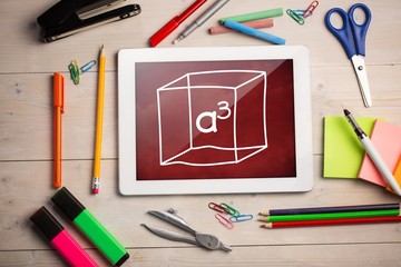 Poster - Composite image of digital tablet on students desk