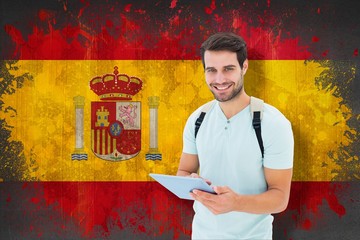 Poster - Composite image of student using tablet pc