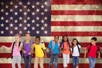 Poster - Composite image of elementary pupils running