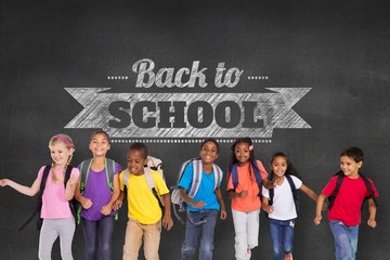 Poster - Composite image of elementary pupils running