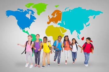 Poster - Composite image of elementary pupils running