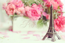Paris - Eiffel Tower And Roses In Retro Style