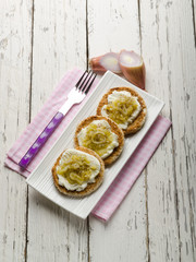 Wall Mural - bruschetta with mozzarella shallot and pepper