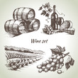 Hand drawn vector wine set