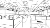 Fototapeta Desenie - outline sketch of a interior office area