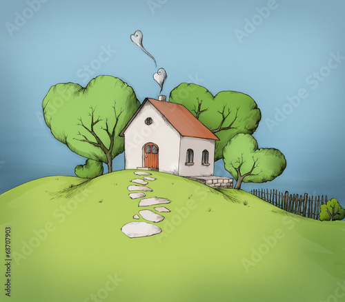 Kleines Haus Auf Einem Grunen Hugel Kaufen Sie Diese