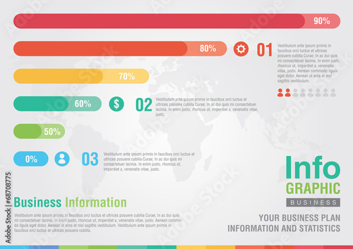 Fotomural Business bar percentage chart infographic. Business report creat