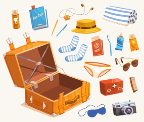 Travel equipment. Vector illustration.