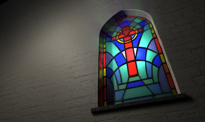 Wall Mural - Stained Glass Window Crucifix