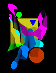 Poster - A multi-colored abstract of flowing forms on black