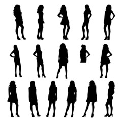 Wall Mural - Posing women silhouettes