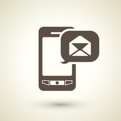 Wall Mural - retro flat design icon with smartphone element