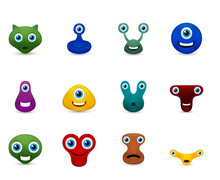 Vector Set Of Funny Monsters Emoticon