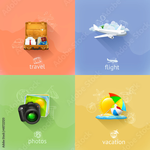 Travel concepts, vector set
