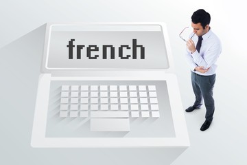 Poster - The word french and unsmiling businessman