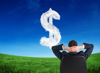 Poster - Composite image of businessman sitting in swivel chair