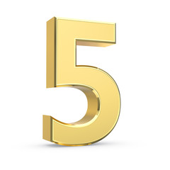 Poster - Shiny big golden 3D number on white - isolated