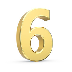 Poster - Shiny big golden 3D number on white - isolated