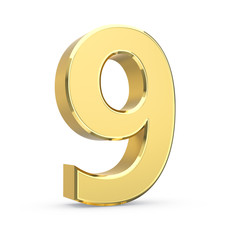Poster - Shiny big golden 3D number on white - isolated