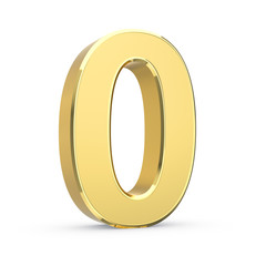 Poster - Shiny big golden 3D number on white - isolated