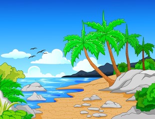 Wall Mural - Beach with palm trees/tropical beach