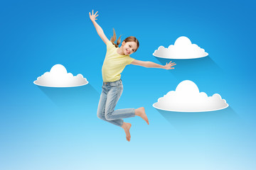 Poster - smiling little girl jumping