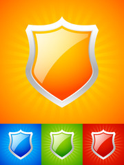 Poster - Modern medieval element, glossy shield, armor background