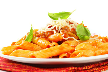 Canvas Print - Penne with meat tomato sauce