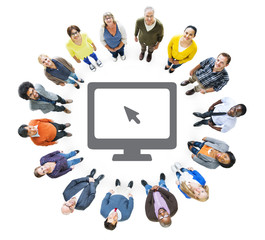 Sticker - Group of Multiethnic People Looking Up
