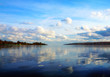 Cloudy scenery on the river Volga